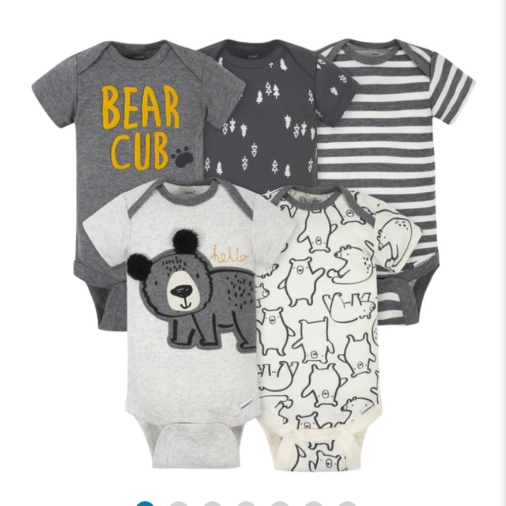 NWT gray bear cub onesie set